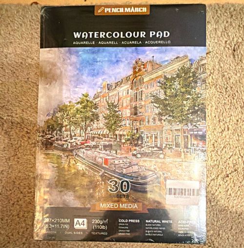 2 pack A4 Watercolour Pad Natural White 30 Sheets Mixed Media Cold Press