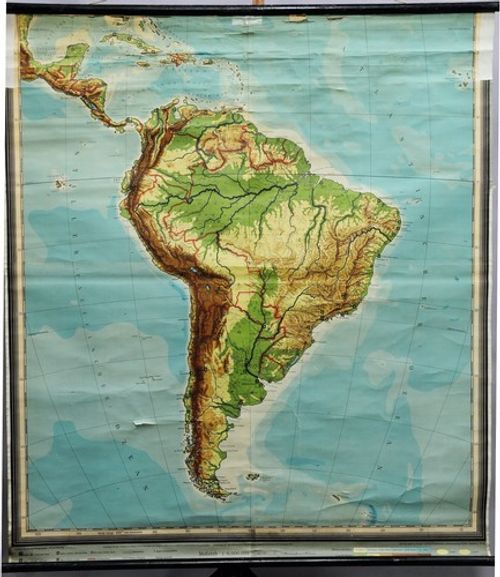 Vintage Map South America Roll-Up Poster Mural Wall Chart