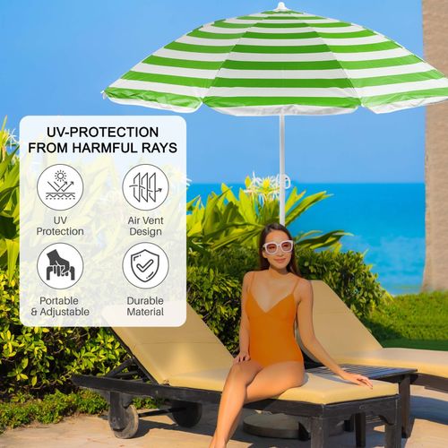 Beach Tilting Parasol Umbrella 1.8m Patio Garden Outdoor UV Protection Sun Shade — image 4