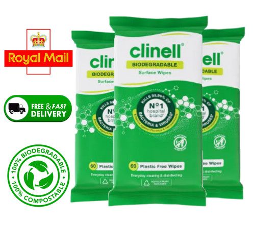 1 x CLINELL WIPES ANTIBACTERIAL WET WIPES KILLS 99.9% GERMS 60 WIPES PER PACK