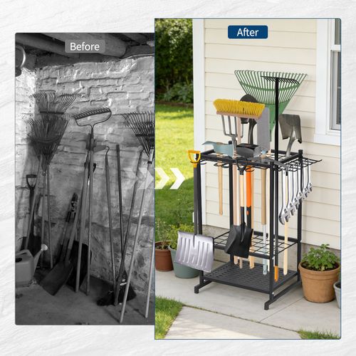 Heavy-Duty Steel 3-Tier Organizer Rack Storage Shelf with Hooks Adjustable Shelf — image 7