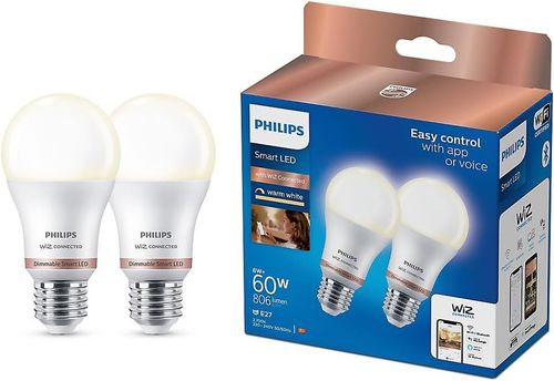 Philips WiZ E27 Smart LED Bulbs Warm White 2 Pack Damaged Box — image 1