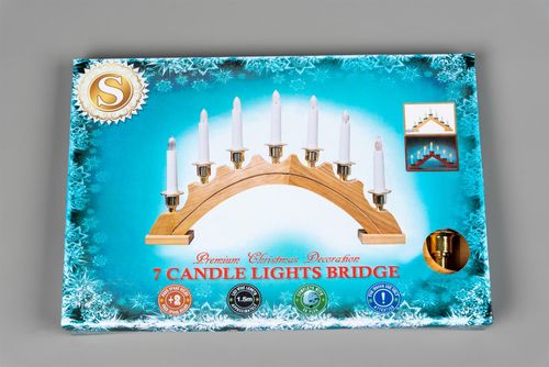  Wooden Candle Bridge Christmas Window Lights Decoration Pre-Lit Xmas Arch 7 LED — image 10
