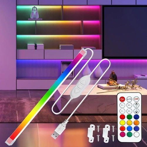 MDee COB LED Under Cabinet Strip Light with Remote, RGB Dimmable, 0.3M, Rgb