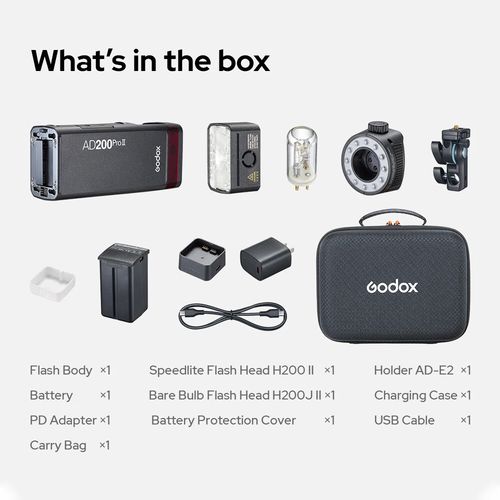 Godox AD200Pro II HSS TTL 2.4GHz Wireless Camera Pocket Flash Light Speedlite — image 2