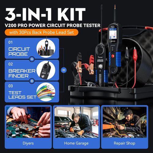 VDIAGTOOL V200 PRO Auto Power Circuit Probe Tester with 30PCS Back Probe Kit — image 4