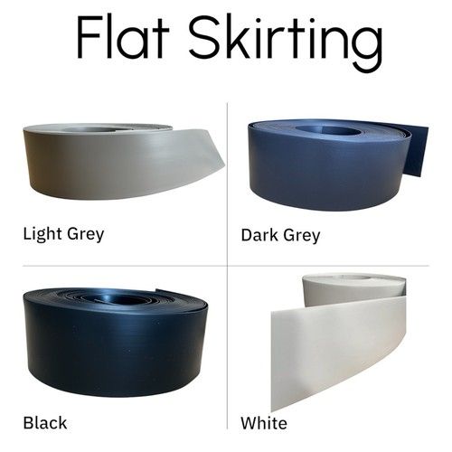 Flexible PVC Flat Skirting Board  100mm x 2mm  Black White Grey 25m Length