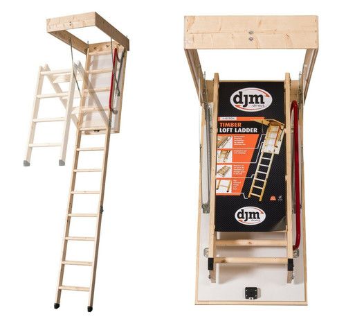 Wooden Folding Loft Ladder Insulated Hatch Frame 57cm x 115cm Pull Down Access