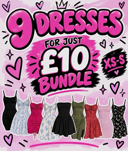 Bundle of 9 Dresses in Size XS-S, Clothing Bundle Lot, Unit Type: Unit