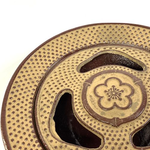 Nambu/Nanbu Tekki Cast Iron Brown Plum Blossom Ashtray Incense Burner Japan VTG
