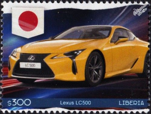 LEXUS LC500 Luxury Coupe Grand Tourer Car Stamp (2024 Liberia)