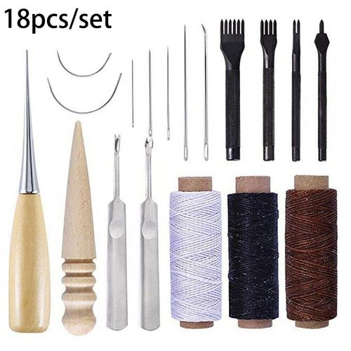 18* Stitching Sewing Beveler Punch Working Hand Tools Leather Craft Tool Kit — image 11