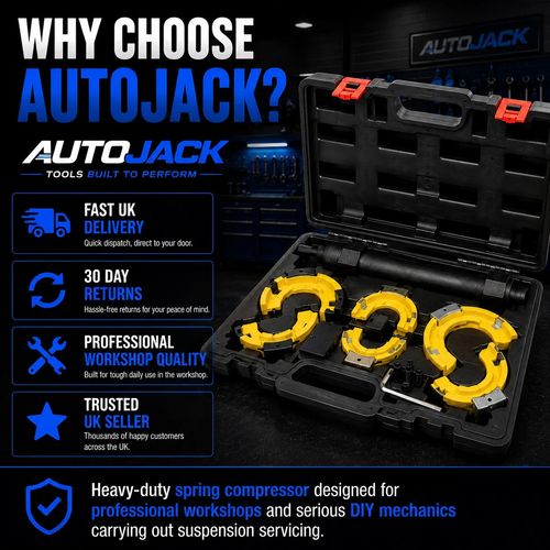 Autojack Strut Spring Compressor Tool 3 Yoke Coil Spring Clamp 4500kg Kit — image 9