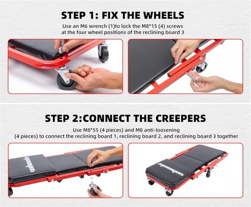 Mechanics Creeper 3 In 1 Trolley Stool Workshop Padded Seat Car Workshop Garage — image 9