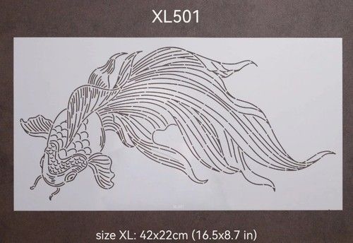 Embroidery Patterns or Quilting Stencils | Sashiko Templates - Fish Phoenix