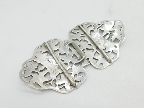 Edwardian Sterling Silver Stag & Oak Leaf Nurses Buckle Antique 1907 Birmingham — image 6