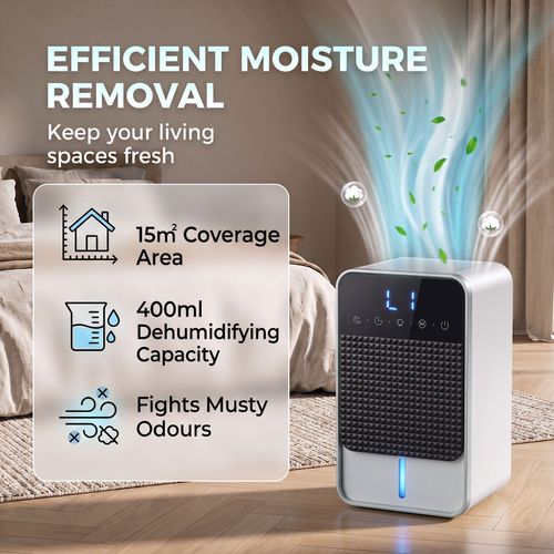 400mL Day Small Dehumidifier RGB Mood Lights Timer LED Display White — image 4