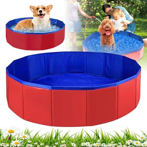 Dog Pool Pet Bath Tub With Drain Valve Swimming Pool Foldable Portable Durable