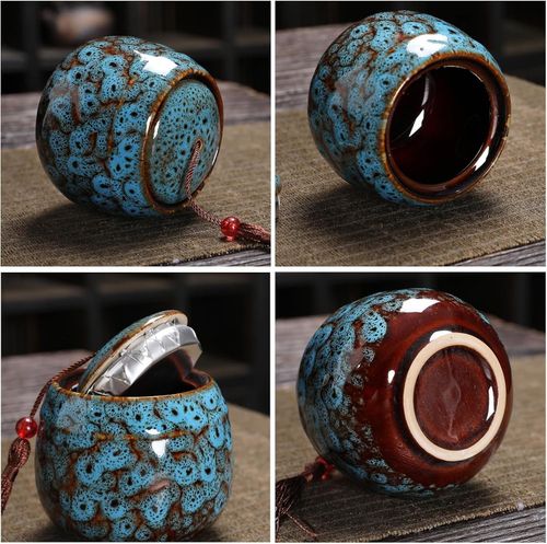 Elegant Ocean Blue Ceramic Mini Keepsake Urn Small Ashes Box 2.05" x 2.44" — image 7