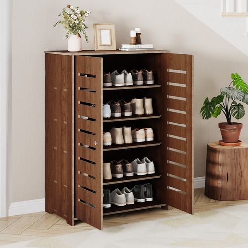 Shoe Cabinet Storage Cupboard Footwear Stand Rack Wooden Double Doors UK — image 14