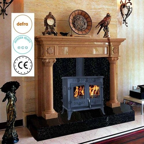 HEATSURE Woodburning Stove Cast Iron Multifuel Fireplace Heat Warm Indoor 10KW