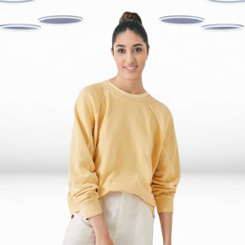 Ex Hush Women’s Sweatshirt Yellow Long Sleeve Lightweight Cotton (Defect) — image 5
