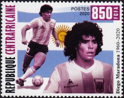 DIEGO MARADONA Argentina Footballer/Football MNH Stamp #7 (2020 Central Africa)