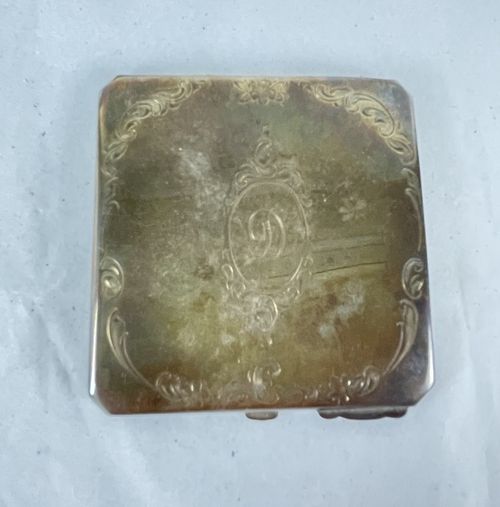 Vintage Birks Sterling Silver Powder Compact Mirror Engraved Initial D Monogram — image 5