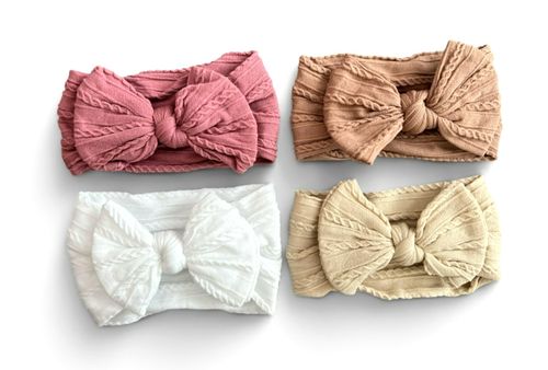 New-born Baby Girls Headband Bow Set, Soft Elastic Bow Knot Hair Band, 4 Pack — image 1