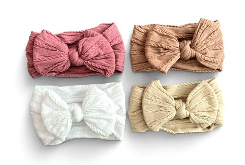 New-born Baby Girls Headband Bow Set, Soft Elastic Bow Knot Hair Band, 4 Pack