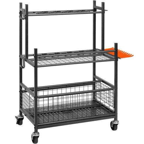 VEVOR Garden Tool Storage Rack with Wheels Garage Organizer 16 Slots with Hooks — image 10