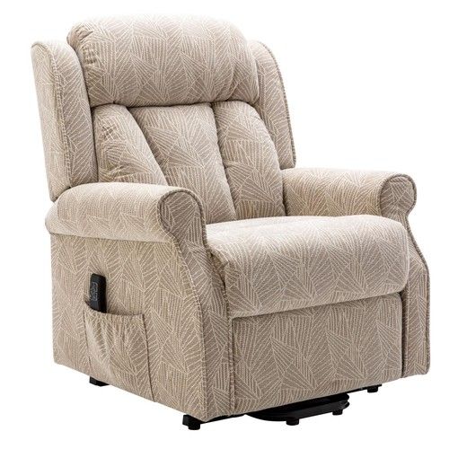 The Darwin Dual Motor Riser Recliner Mobility Arm Chair Cream Brushstroke Fabric