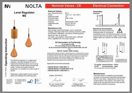 Water Level Float Switch M2 NOLTA — image 3