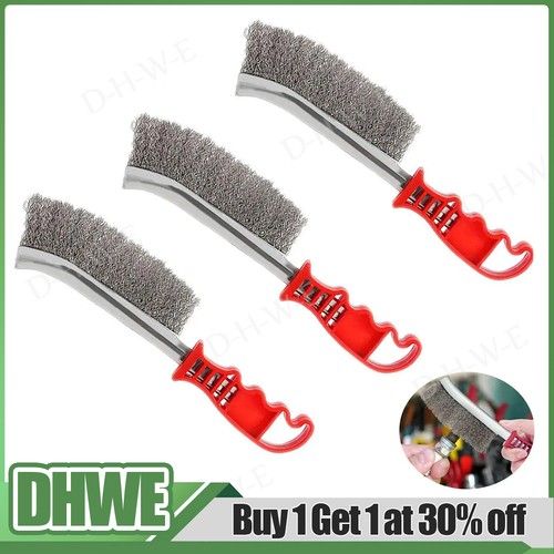 3X Heavy Duty Wire Hand Brush Stainless Steel Bristles Rust Paint Metal Removal
