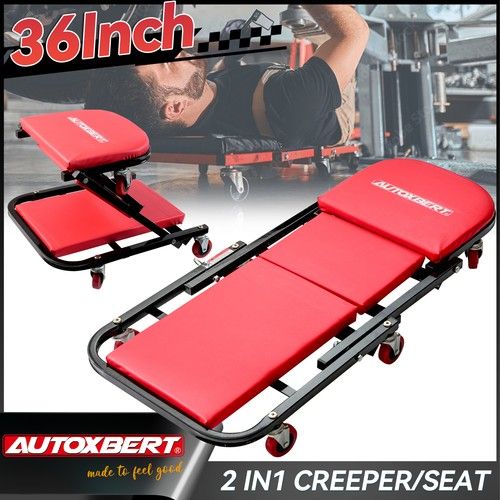 2in1 Folding Car Creeper Mechanic Seat Repair Trolley Laying Board Workshop Auto