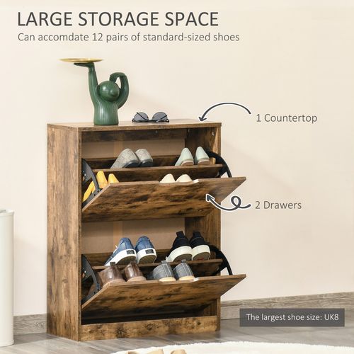 2 Drawer Shoe Cabinet Industrial Shoe Cupboard Flip Doors for Hallway — image 4