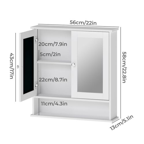 Levede Bathroom Mirror Cabinet Storage Toilet Cupboard Wall Mounted Shelves — image 2