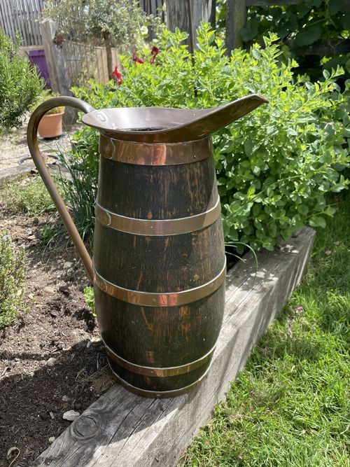 French Oak and Copper Wine Jug Pitcher Vintage — image 3