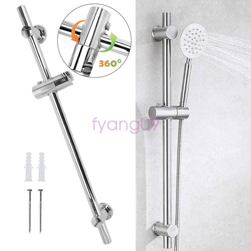 Shower Riser Rail Kit Adjustable Chrome Head Holder Bracket Bathroom Shower Rod — image 2