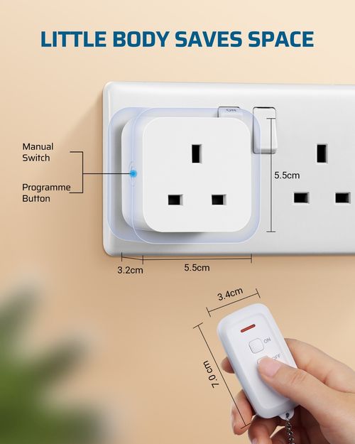 DEWENWILS Remote Control Socket & Keyring, 13A 3120W, Energy Saving, UKCA — image 8