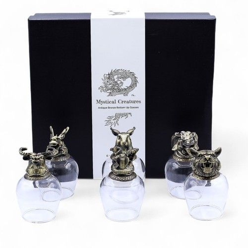 Gift Set of 6 Glasses (100ml) - Mystical Creatures - Antique Bronze