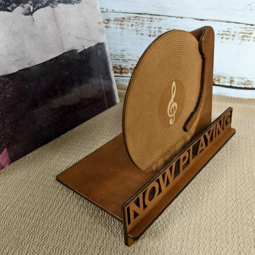 Now Playing Vinyl Record Stand, Single Vinyl Record Holder Display, Wooden Album — image 3