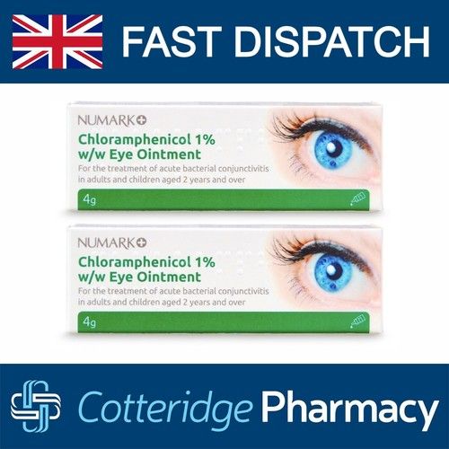 2 Packs Numark Chloramphenicol 1% Eye Ointment Bacterial Infection Treatment