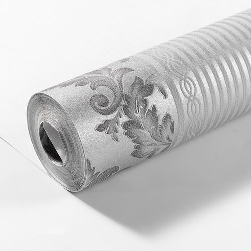 Silver Grey Damask Glitter Wallpaper Embossed Textured Non-Woven Wall Decor Roll — image 17