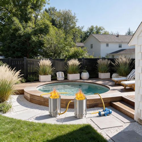Firewood Pool Heater Stainless Steel Fire Barrel for Garden Pool＆Above Ground — image 8