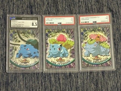 1999 Topps Pokemon Bulba CGC 8.5 FirstPrint Silver Foil + Ivy PSA 3 + Venu PSA 7