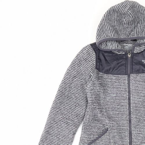 The North Face Girls Basic Jacket Size 14-15 Years Grey Striped Mid-Length Zip — image 10