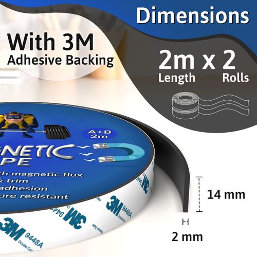 Magnetic Tape Self Adhesive Strong 3M Polarity A+B Magnet Sticky Strip Flexible — image 8