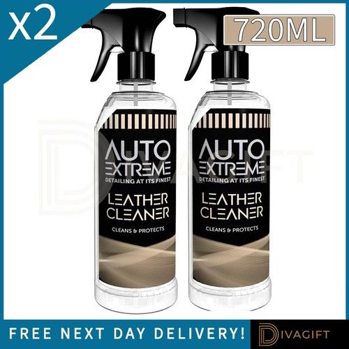 2 x LEATHER CLEANER SPRAY 720ML FOR CLEANING RESTORES AUTO CAR SOFA UPHOLSTERY