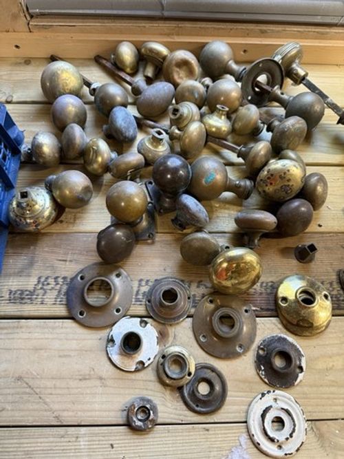 Huge Lot of Antique Brass Door Knobs